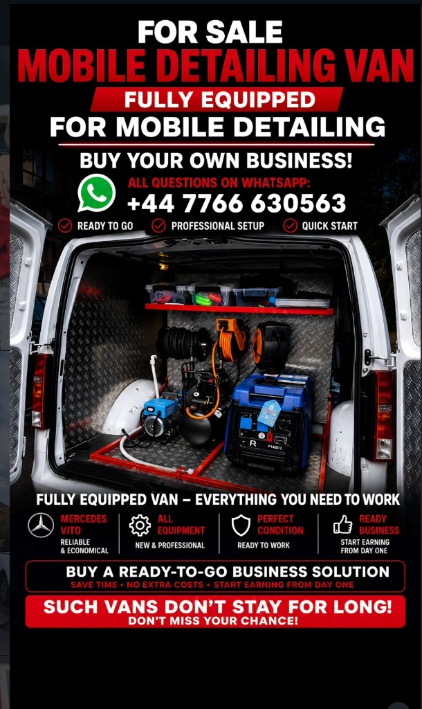 Mercedes Vito mobile detailing van for sale, fully equipped and ready to work